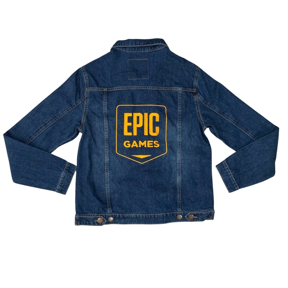 Epic Games Denim Jacket Logo Embroidered Blue Small S‎ NWT